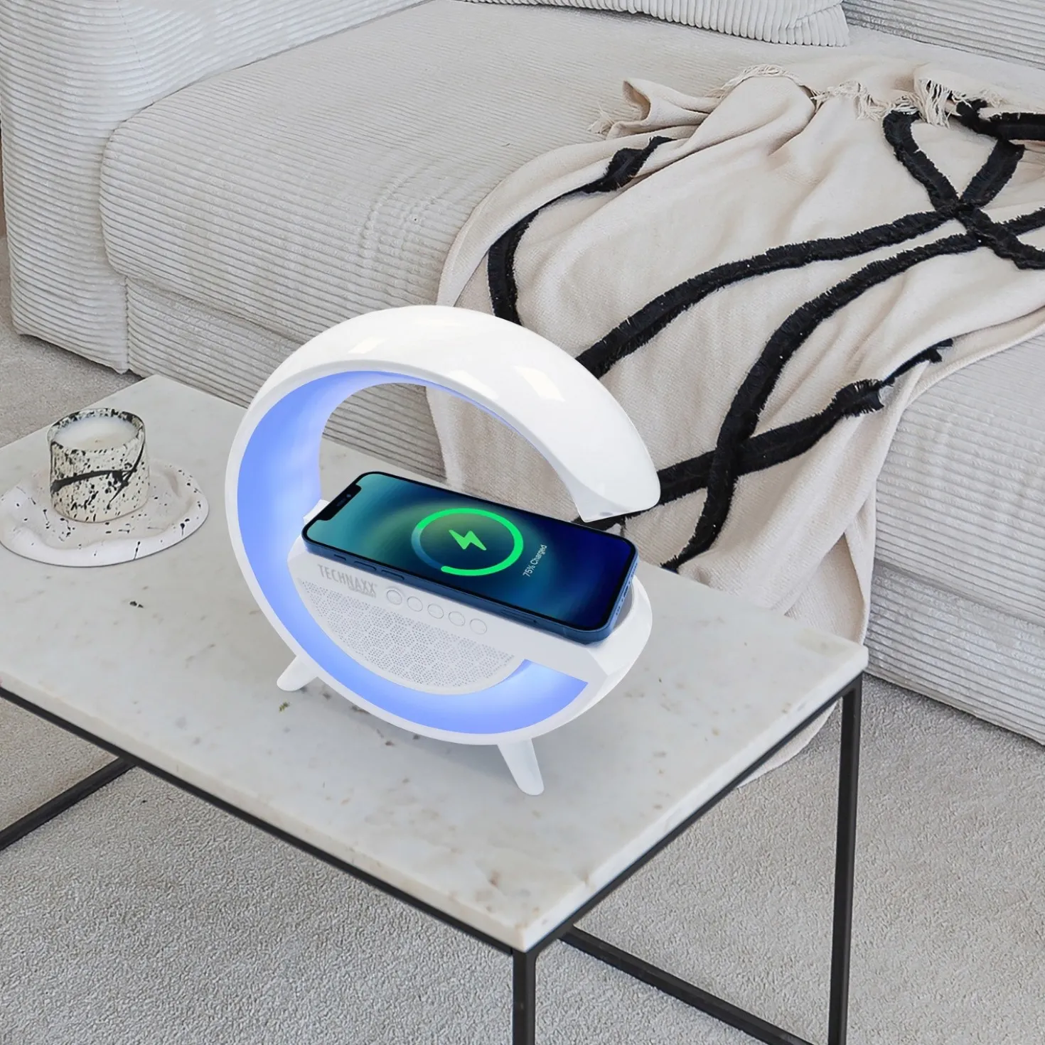 LED-Nachtlicht Lautsprecher mit kabelloser Ladefunktion Technaxx