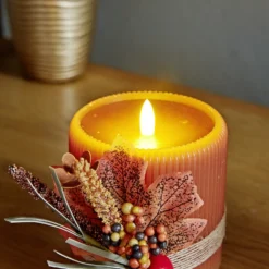 LED-Stabkerze "Herbstlaub" 25cm hoch Eldo