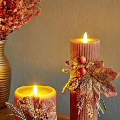 LED-Stabkerze "Herbstlaub" 25cm hoch Eldo
