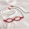 Lesebrille mit Kette rot, +2.0 dpt