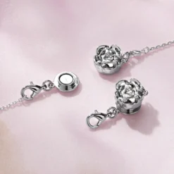 Magnetverschlüsse für Ketten "Rose" silber, 2er-Set