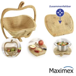 Maximex Bambus Obstkorb faltbar, lebensmittelecht und antibakteriell