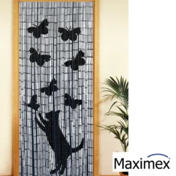 Maximex Bambusvorhang Katze und Schmetterling, 90 x 200 cm
