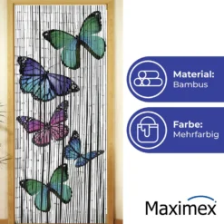 Maximex Bambusvorhang Schmetterlinge, 90 x 200 cm