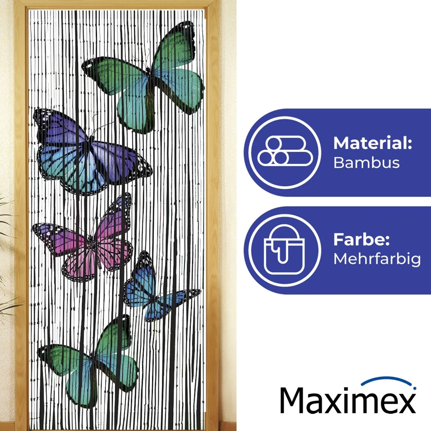Maximex Bambusvorhang Schmetterlinge, 90 x 200 cm