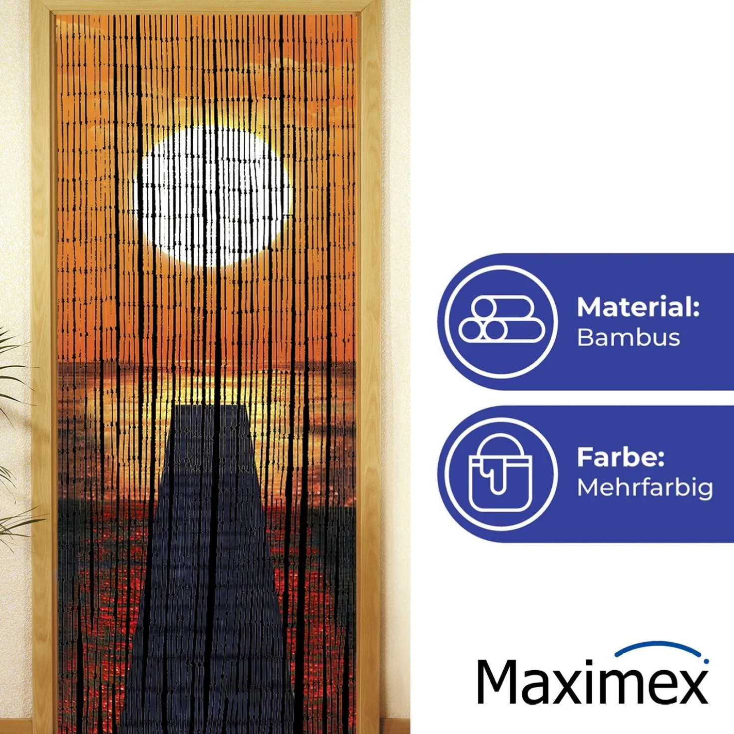 Maximex Bambusvorhang Sonnenuntergang, 90 x 200 cm
