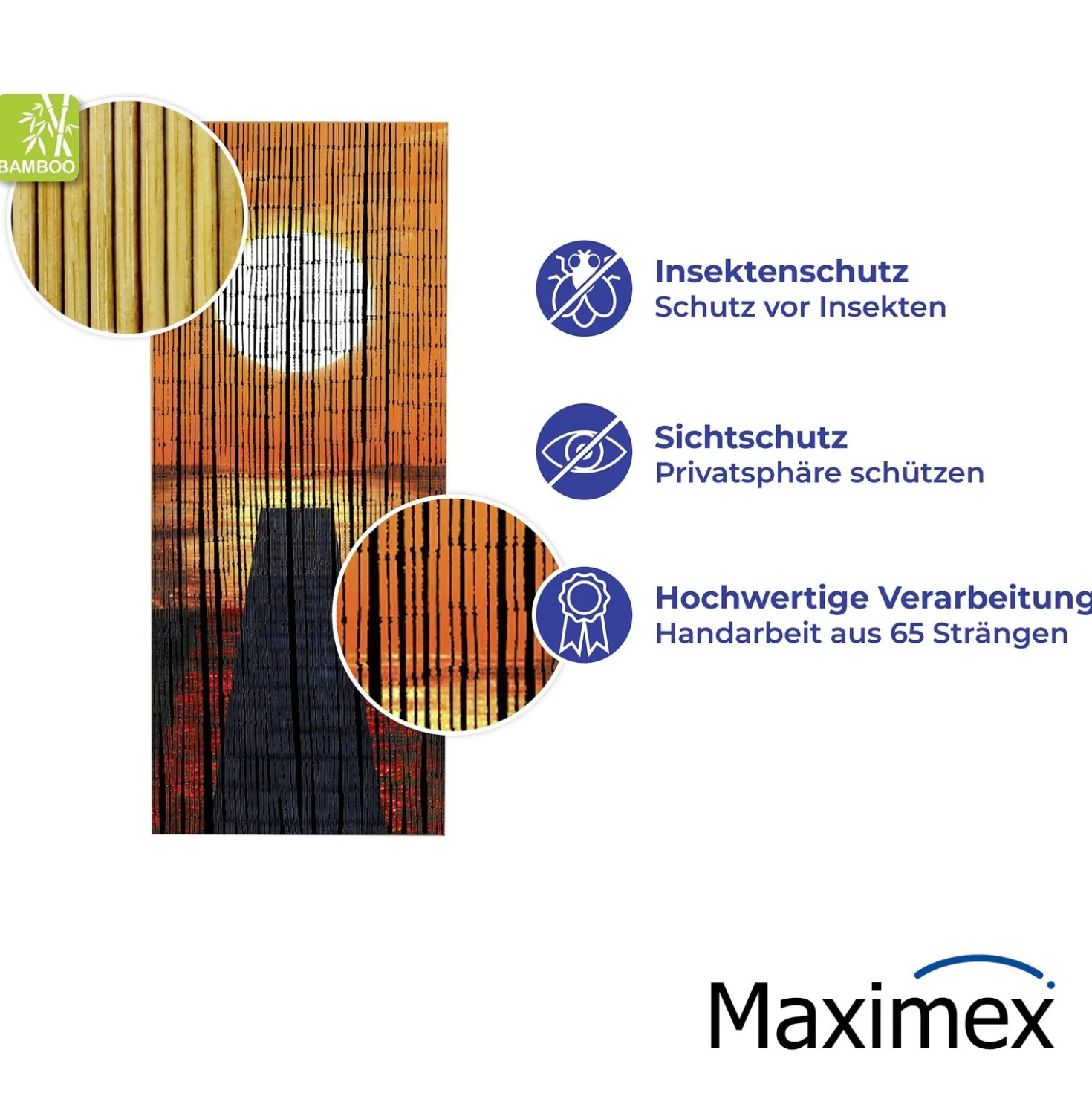 Maximex Bambusvorhang Sonnenuntergang, 90 x 200 cm
