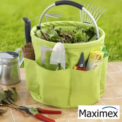 Maximex Garten Caddy XL Grün, großer Aufbewahrungscaddy mit Außentaschen