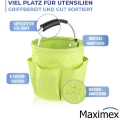 Maximex Garten Caddy XL Grün, großer Aufbewahrungscaddy mit Außentaschen