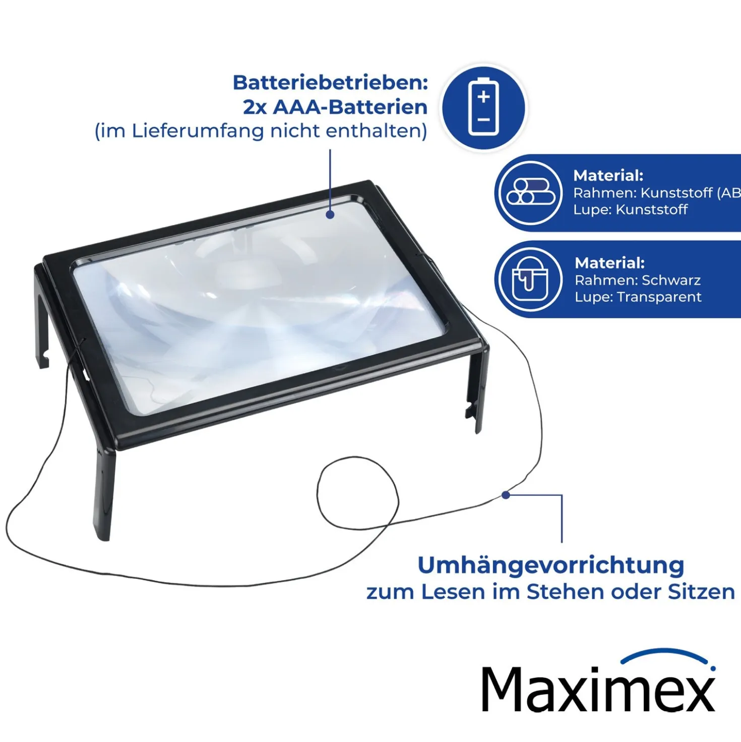 Maximex Leselupe LED, 300% Vergrößerung