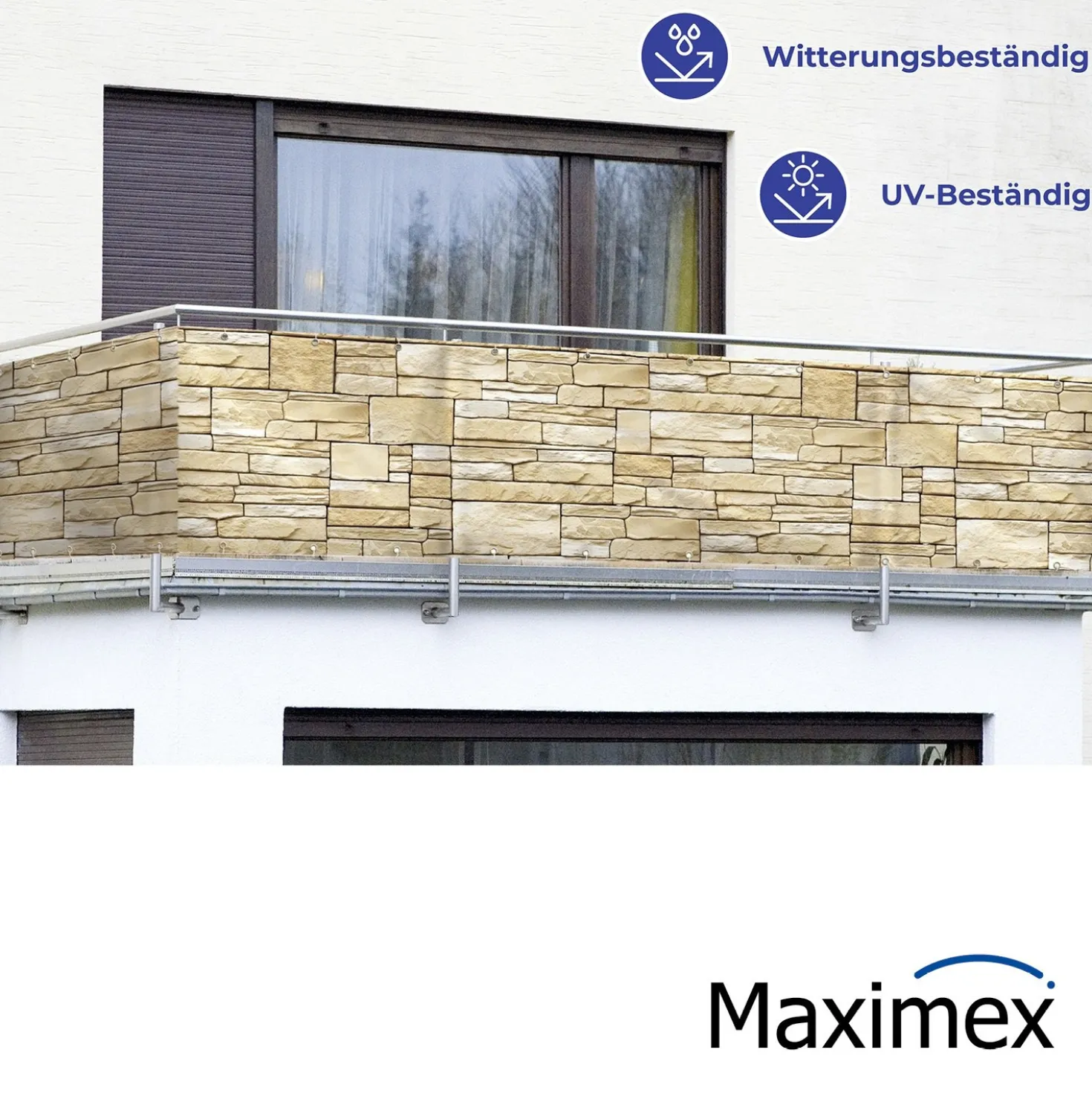 Maximex Sichtschutz Mauer 5m, für Balkon und Terrasse