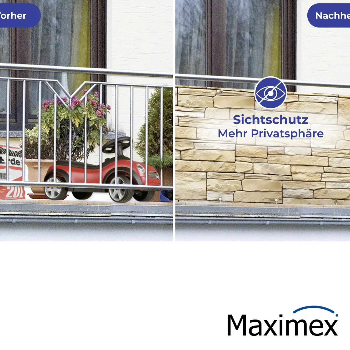 Maximex Sichtschutz Mauer 5m, für Balkon und Terrasse