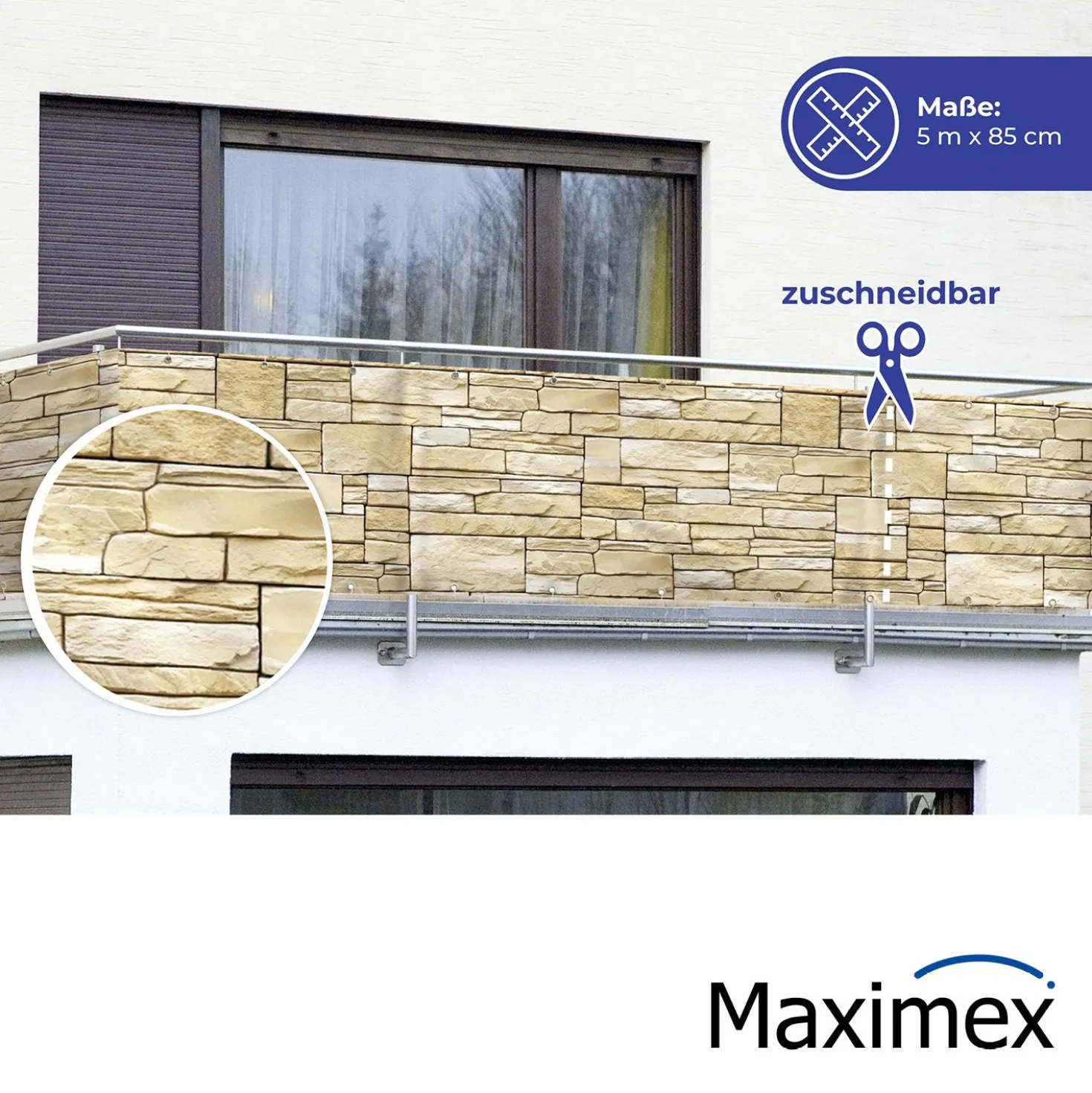 Maximex Sichtschutz Mauer 5m, für Balkon und Terrasse