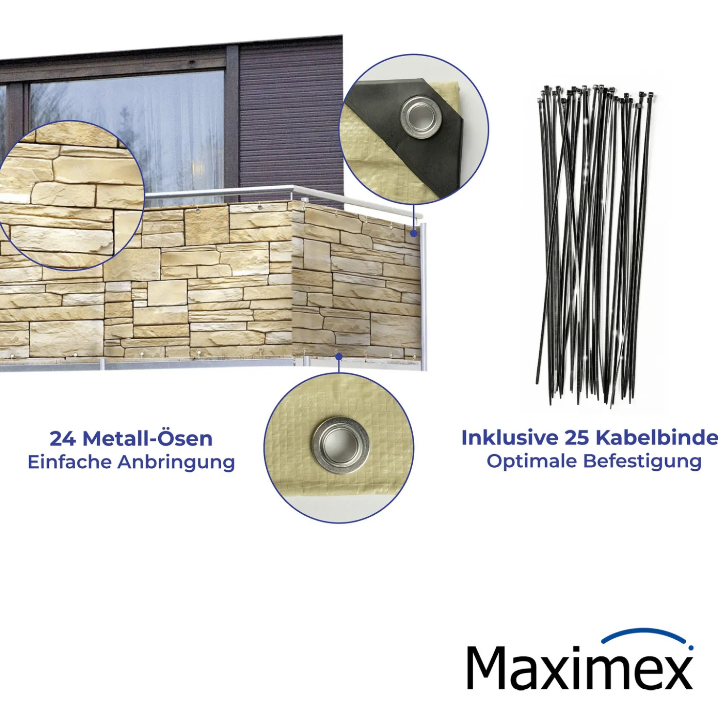 Maximex Sichtschutz Mauer 5m, für Balkon und Terrasse