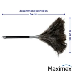 Maximex Staub-Magnet mit verlängerbarem Teleskopstiel, Schwarz, ideal für schwer erreichbare Stellen