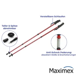 Maximex Trekking-Stöcke Teleskop, Wanderstock mit Anti-Schock-System