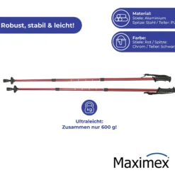 Maximex Trekking-Stöcke Teleskop, Wanderstock mit Anti-Schock-System