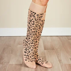 Nylon-Kniestrümpfe Leo/Zebra-Design 4er-Set