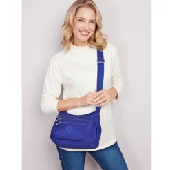 Nylon-Umhängetasche "Inga" mit RFID-Schutz marine