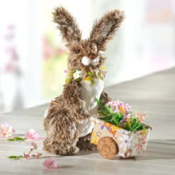 Osterdeko Hase mit Schubkarre