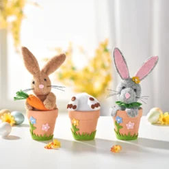 Osterdeko Hasen im Blumentopf 3er-Set Eldo