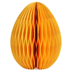 Osterdeko Osterei mit Wabenstruktur aus Papier Gelb