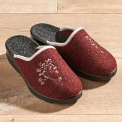 Pantoffel "Cara" bordeaux-schwarz