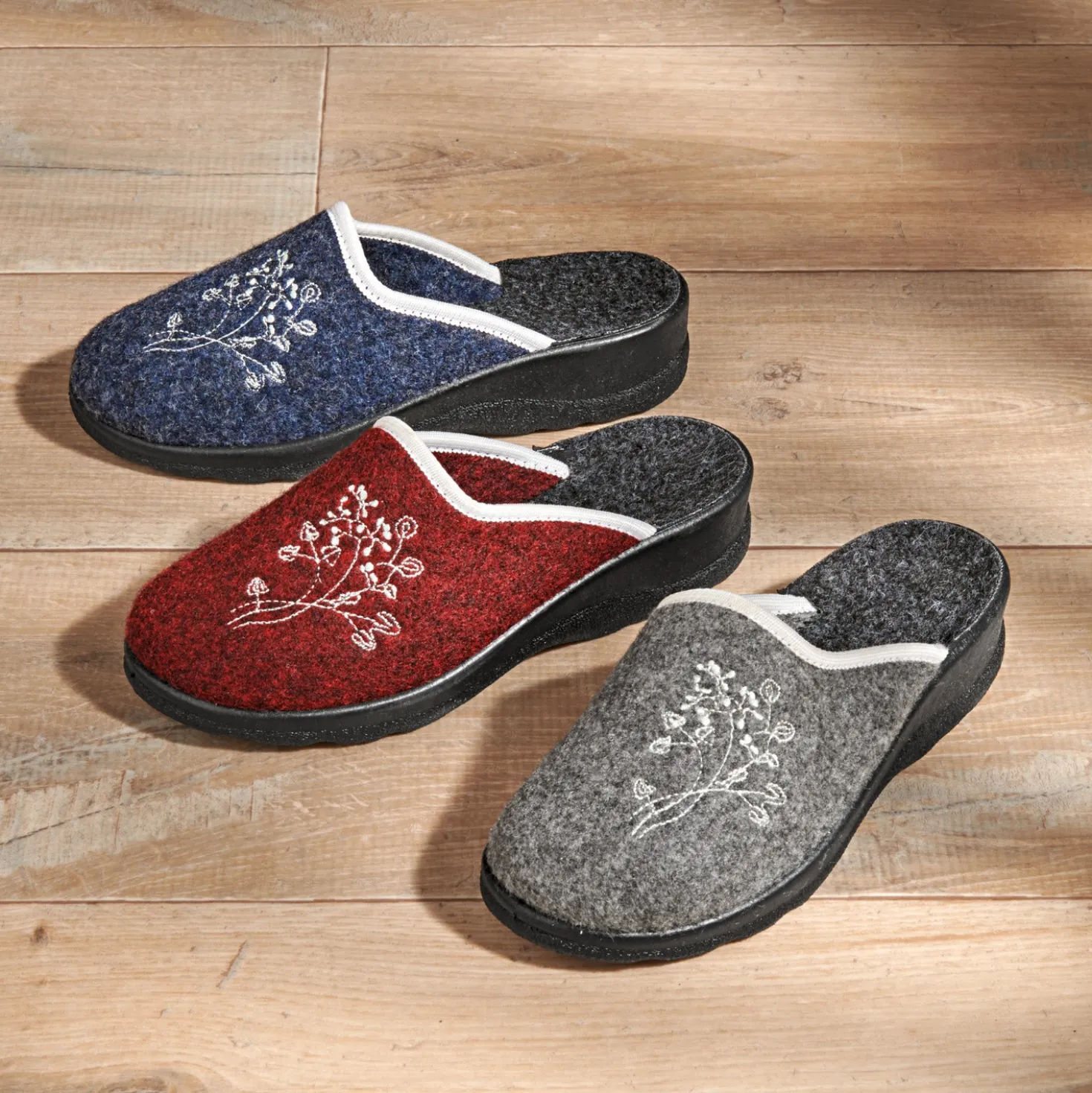Pantoffel "Cara" navy-grau