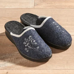 Pantoffel "Cara" navy-grau