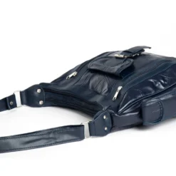 Patchwork-Ledertasche blau