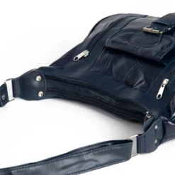 Patchwork-Ledertasche blau