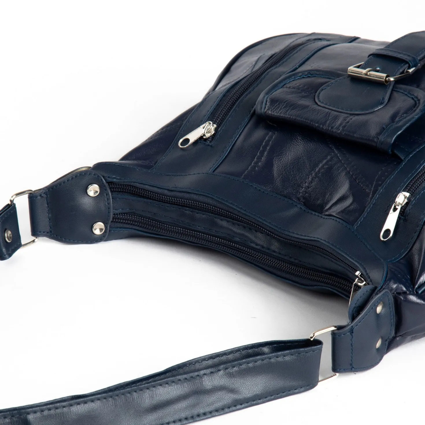 Patchwork-Ledertasche blau
