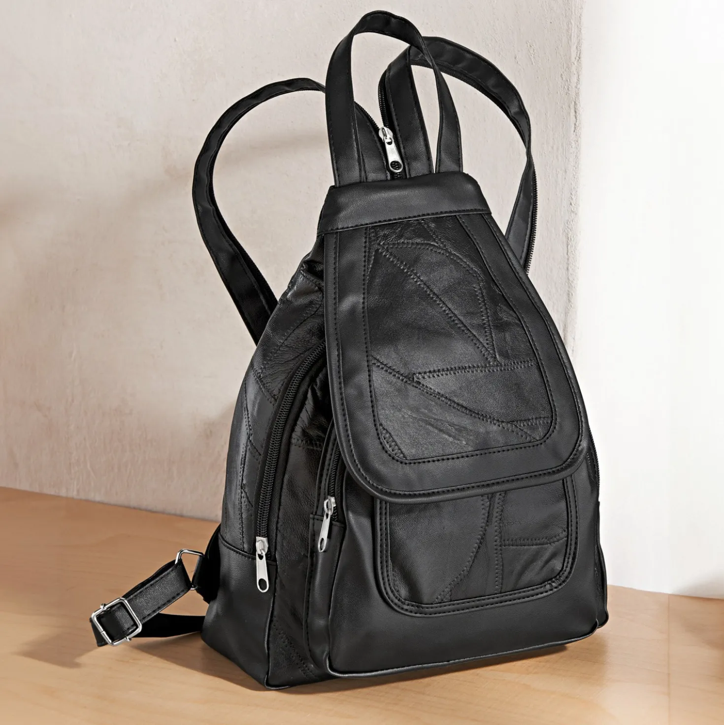 Patchwork-Rucksack schwarz