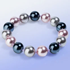 Perlenarmband grau-flieder