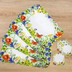 6 Platzsets + 6 Untersetzer "Wildblumen", 12er-Set