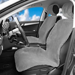 Plüsch-Autositzbezug grau, 2er-Set