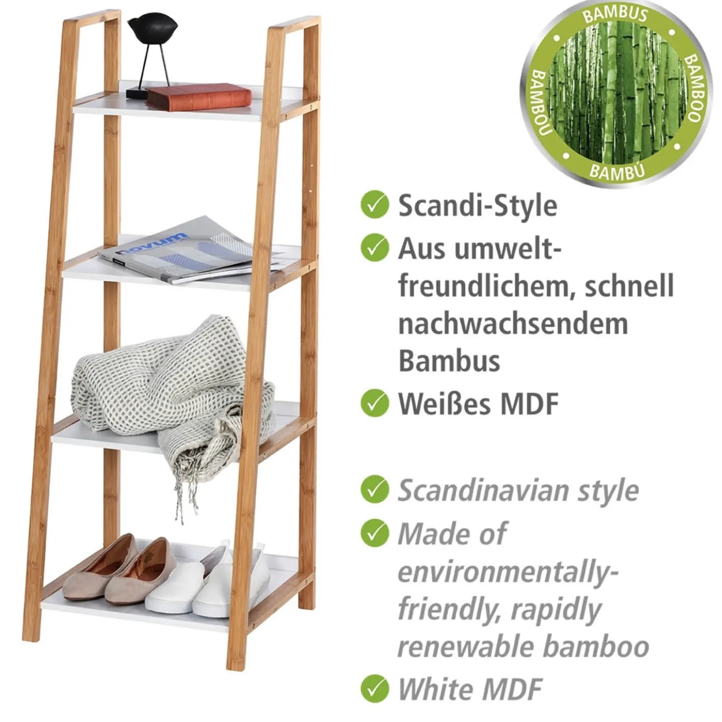 Regal Finja 4 Etagen aus Bambus WENKO
