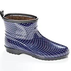 Regenstiefelette Tupfen dunkelblau