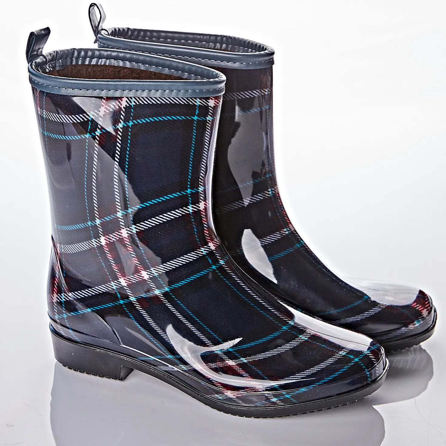 Regenstiefel Karo blau