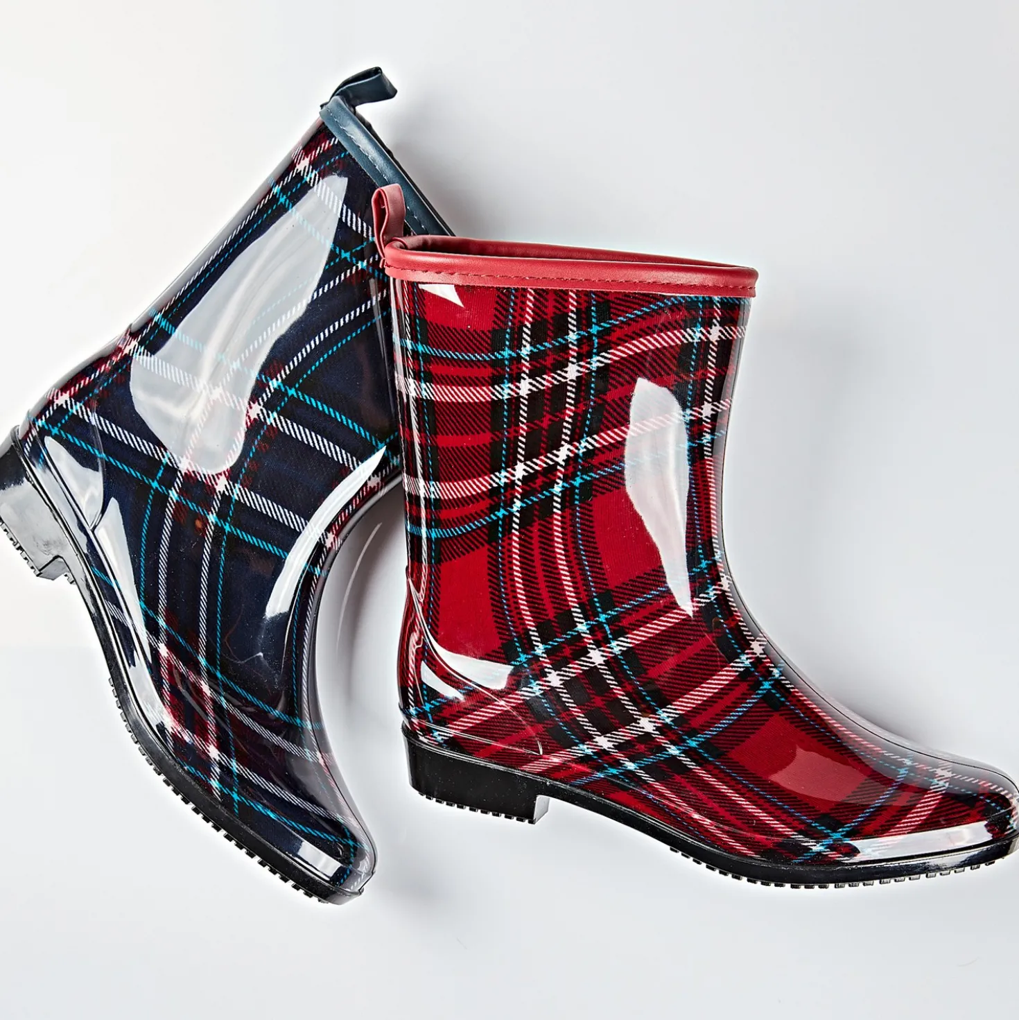 Regenstiefel Karo blau