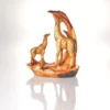 Resin-Skulptur "Giraffe mit Kind" in Holzoptik Eldo