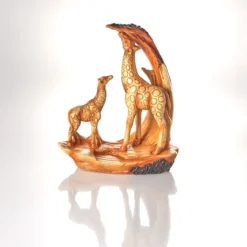 Resin-Skulptur "Giraffe mit Kind" in Holzoptik Eldo