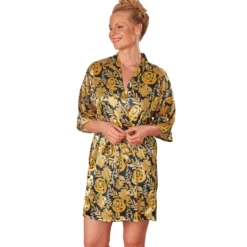 Satin-Kimono goldfarben
