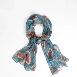 Schal-Tuch blaugemustert 180x75cm