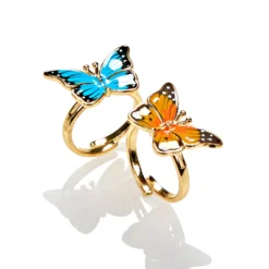 Schmetterlings-Ringe blau + orange Amélie di Santi, 2er-Set