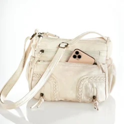 Schultertasche "Jeans" beige