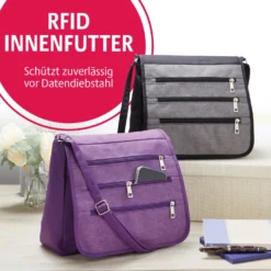 Schultertasche mit RFID-Schutz schwarz