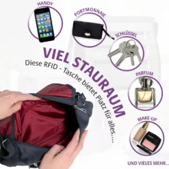 Schultertasche mit RFID-Schutz schwarz