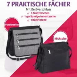 Schultertasche mit RFID-Schutz schwarz
