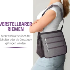 Schultertasche mit RFID-Schutz schwarz
